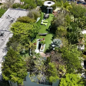 Top-down aerial view of the concrete restoration project site in Miami Beach